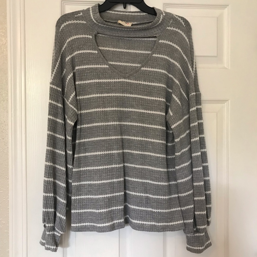 Keyhole Waffle Knit Top.